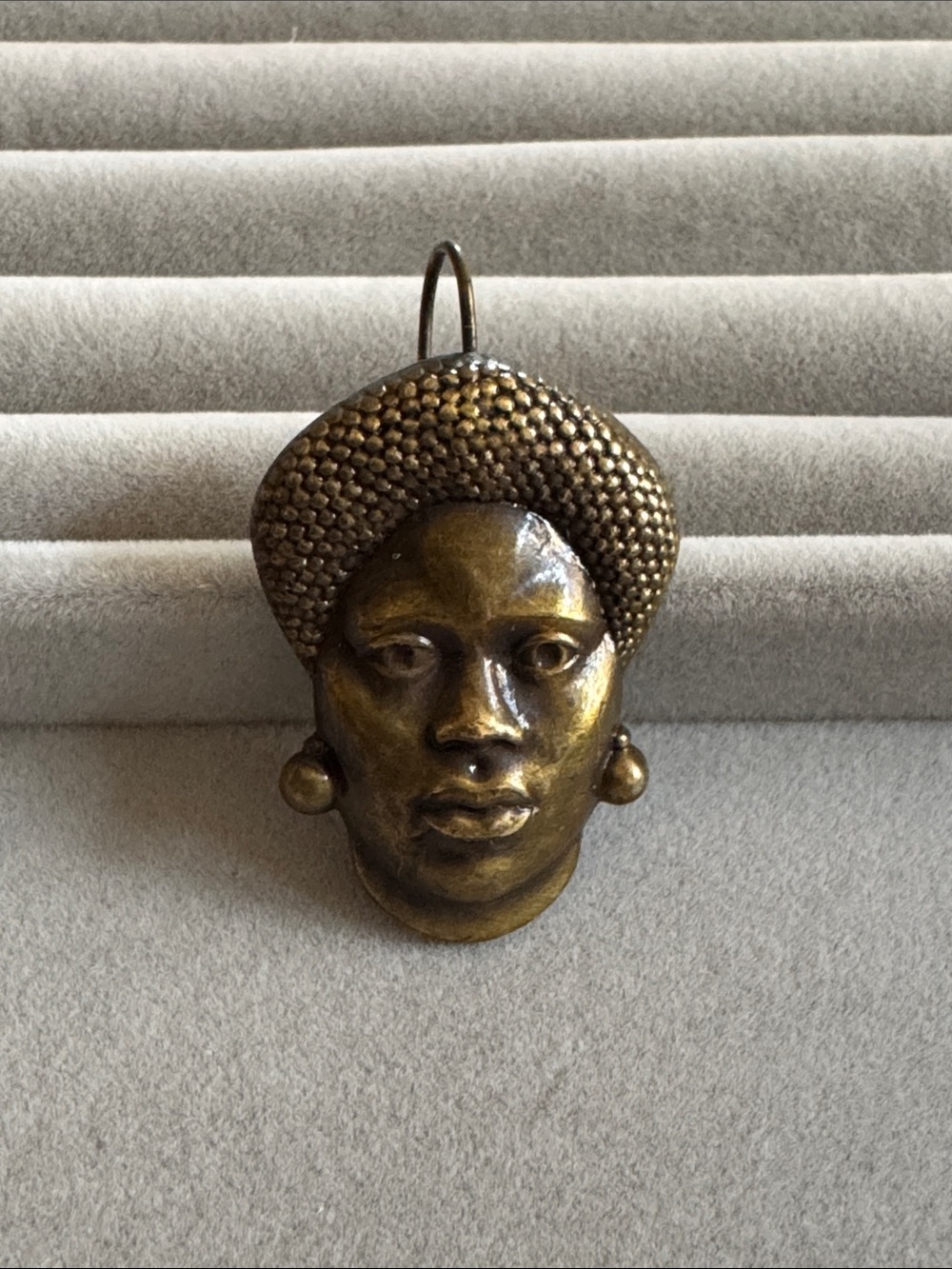 Vintage Bronze-Tone African Queen Face earring 
Only one